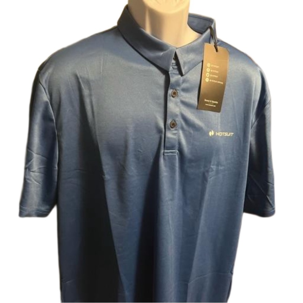 Hotshot Blue Collar Button Down Short Sleeve Polo Shirt 2XL NWT